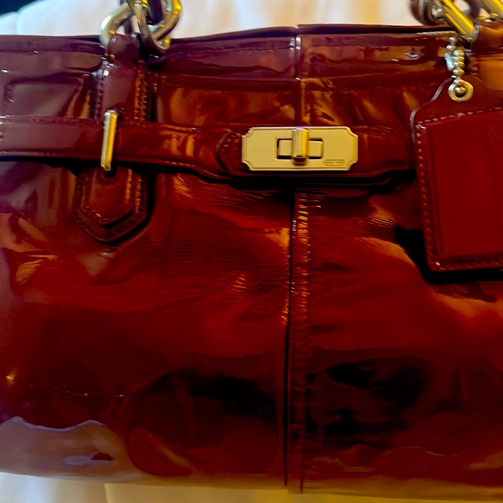 Deep Red patent leather Coach purse! Gorgeous!